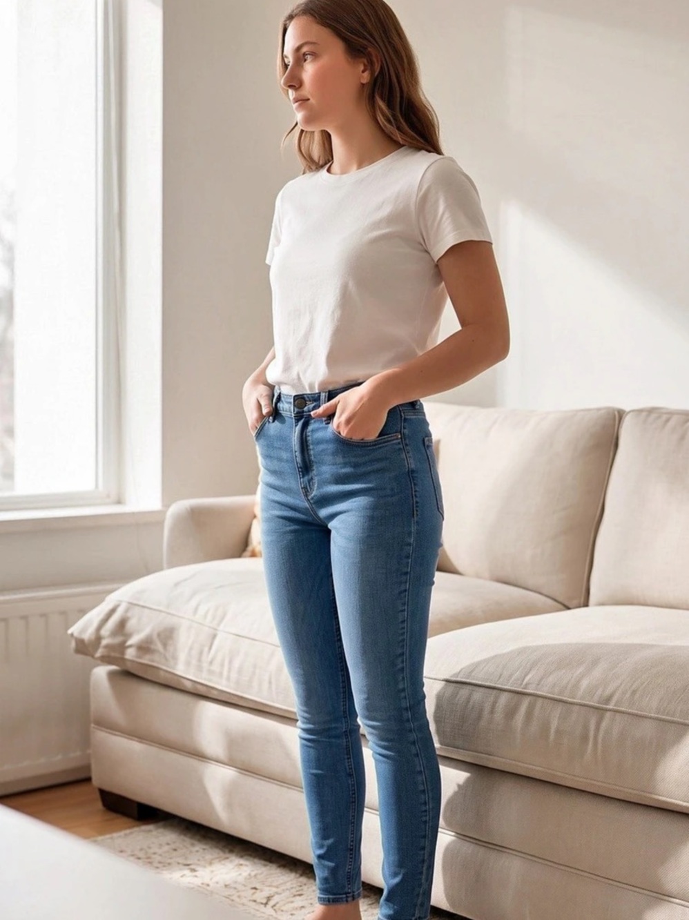Zara Jeans Skinny Blue Waist 6 Good Condition